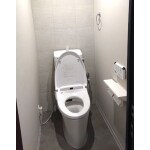 白で統一された清潔感あるトイレ