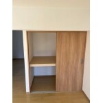 古い襖から木の引戸のリビング収納に