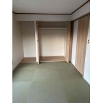 押入からクローゼット、 畳の様なタイルでリビングとの段差解消