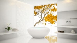 Interior of  white stylish bathroom 3D rendering 2