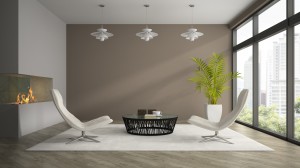 Interior of modern  design room  with white armchairs 3D renderi