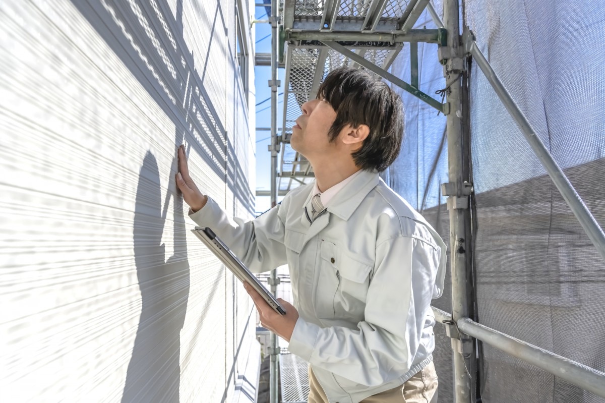 足場を組んでからの点検作業