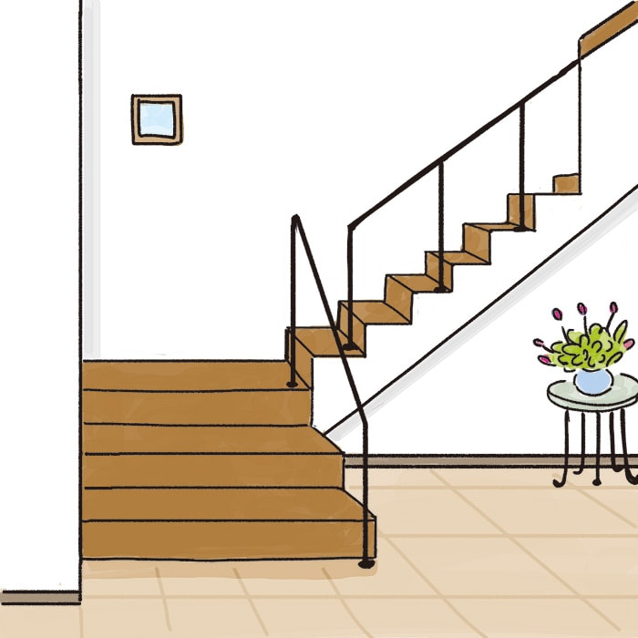 かね折れ階段のイラスト