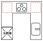 U型キッチン収納配置図