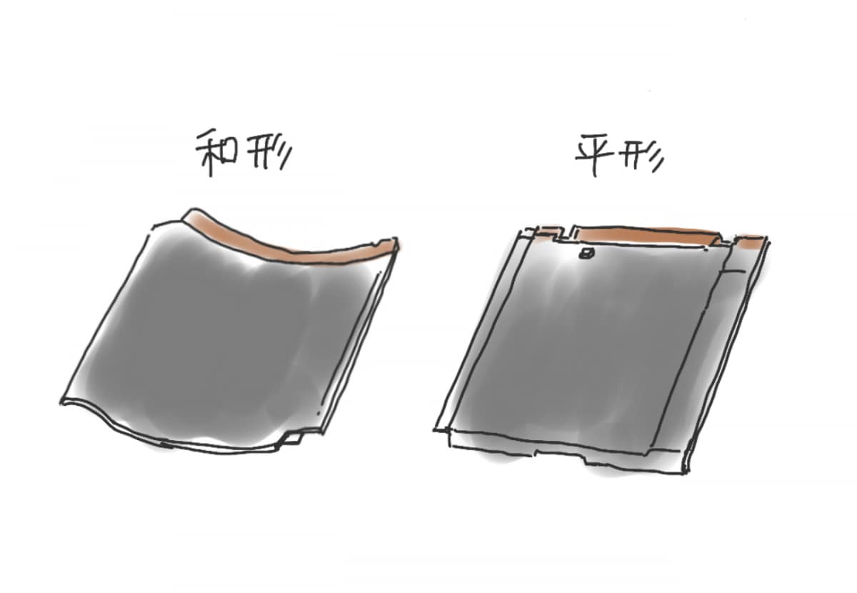 瓦の和形と平形のイラスト